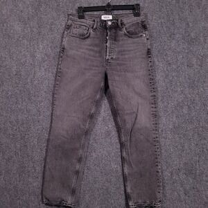 Agolde High Waist Five‎ Pockets Straight Leg Denim Pants Black Womens 28x25